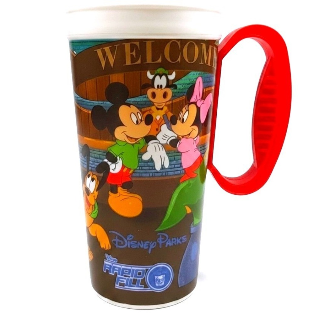Disney Parks Rapid Fill Refillable Mug Mickey Minnie Donald Goofy Pluto Handle